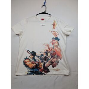 Street Fighter BibiSama Capcom T-Shirt Mens L White‎ Graphic Short Sleeve Ryu